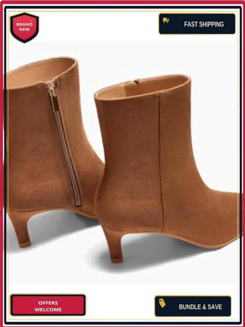 Women's Kitten Heel Ankle Boots Pointed Toe Side Zipper Fall Booties